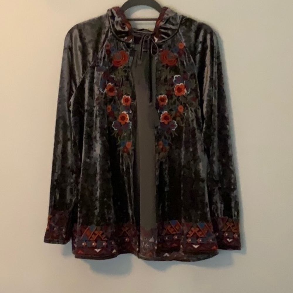 Velvet Embroidered hoodie jacket
